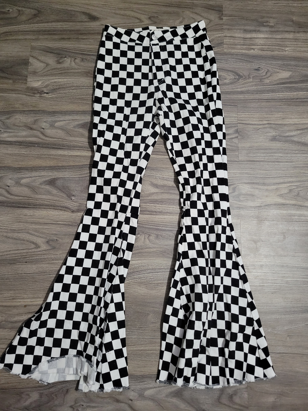 Black & White Checkered Print Jeans